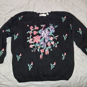 VTG Maggie Lawrence Floral Knit Sweater Women 22/24 Cottagecore Romantic Retro